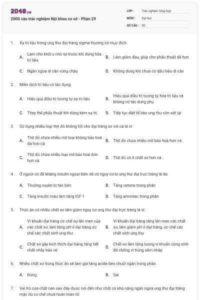 2000 câu trắc nghiệm Nội khoa cơ sở - Phần 29