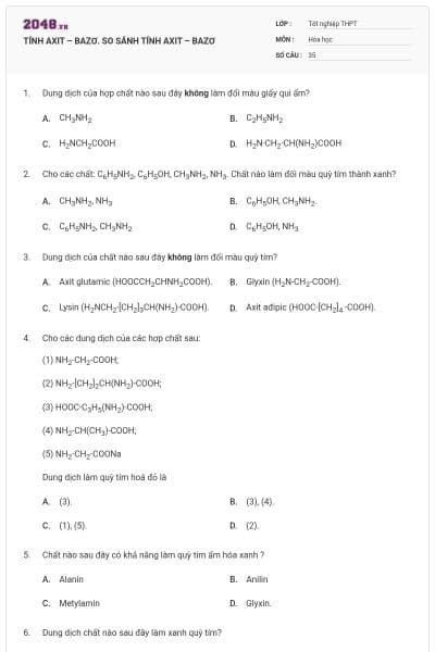 TÍNH AXIT – BAZƠ. SO SÁNH TÍNH AXIT – BAZƠ