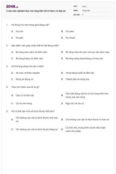 5 câu trắc nghiệm Đọc mở rộng Kết nối tri thức có đáp án