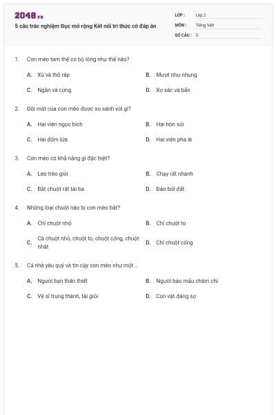 5 câu trắc nghiệm Đọc mở rộng Kết nối tri thức có đáp án