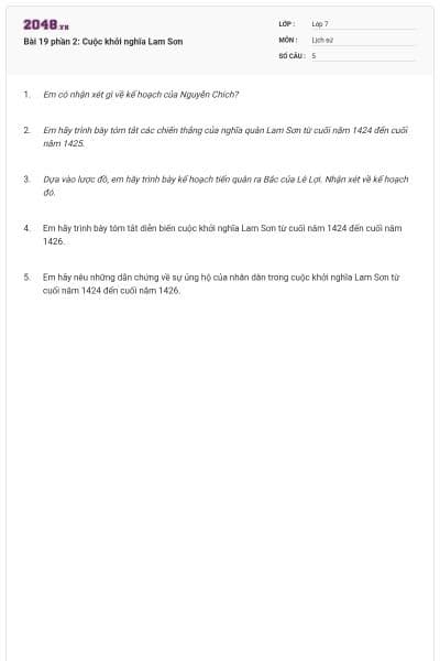 Bài 19 phần 2: Cuộc khởi nghĩa Lam Sơn