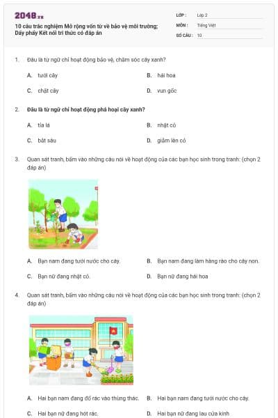 10 câu trắc nghiệm Mở rộng vốn từ về bảo vệ môi trường; Dấy phẩy Kết nối tri thức có đáp án
