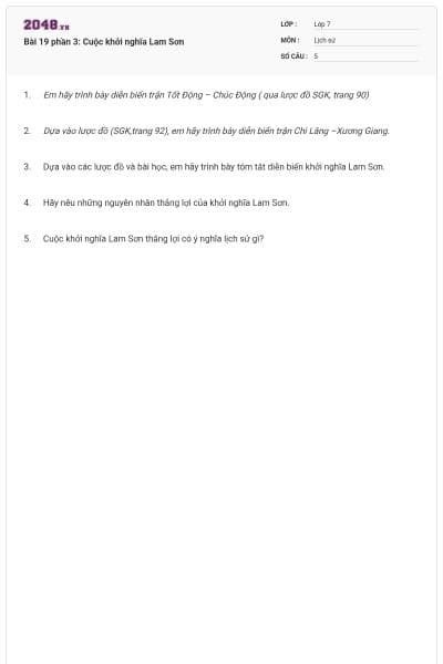 Bài 19 phần 3: Cuộc khởi nghĩa Lam Sơn