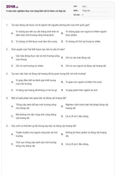 5 câu trắc nghiệm Đọc mở rộng Kết nối tri thức có đáp án