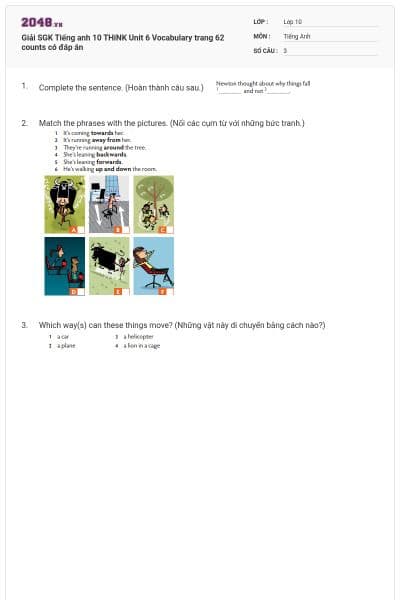 Giải SGK Tiếng anh 10 THiNK Unit 6 Vocabulary trang 62 counts có đáp án