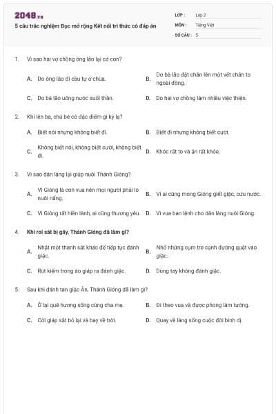 5 câu trắc nghiệm Đọc mở rộng Kết nối tri thức có đáp án