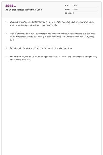 Bài 20 phần 1: Nước Đại Việt thời Lê Sơ