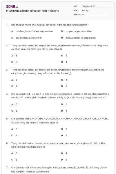 PHÂN DẠNG CÂU HỎI TỔNG HỢP KIẾN THỨC (P1)