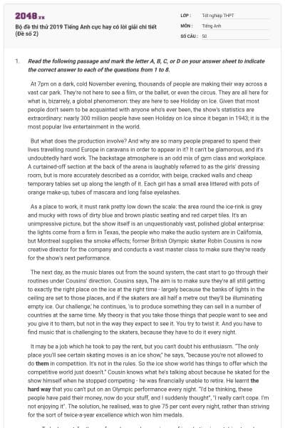 Bộ đề thi thử 2019 Tiếng Anh cực hay có lời giải chi tiết (Đề số 2)