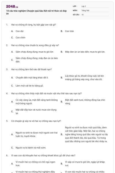 10 câu trắc nghiệm Chuyện quả bầu Kết nối tri thức có đáp án