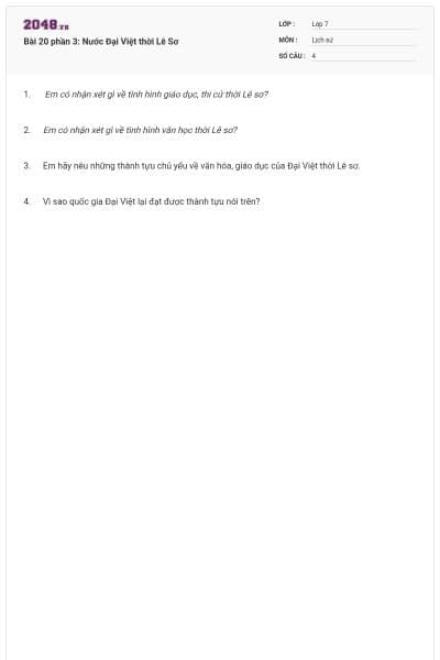 Bài 20 phần 3: Nước Đại Việt thời Lê Sơ