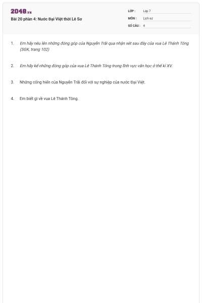 Bài 20 phần 4: Nước Đại Việt thời Lê Sơ