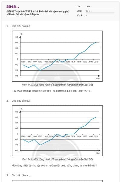 Giải SBT Địa lí 6 CTST Bài 14: Biến đổi khí hậu và ứng phó với biến đổi khí hậu có đáp án