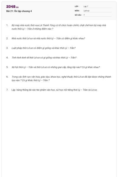 Bài 21: Ôn tập chương 4