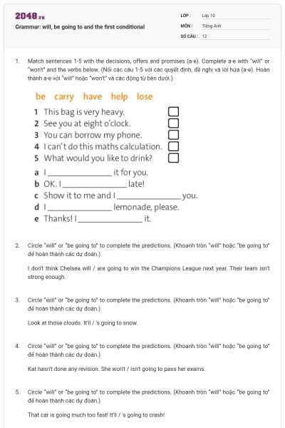 Grammar: will, be going to and the first conditional