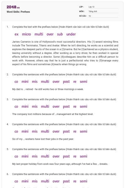 Word Skills: Prefixes