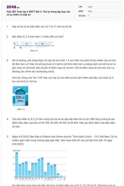 Giải SBT Toán lớp 6 KNTT Bài 3: Thứ tự trong tập hợp các số tự nhiên có đáp án