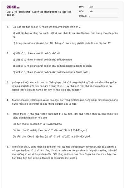Giải VTH Toán 6 KNTT Luyện tập chung trang 15 Tập 1 có đáp án