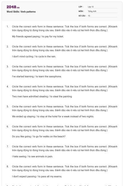 Word Skills: Verb patterns