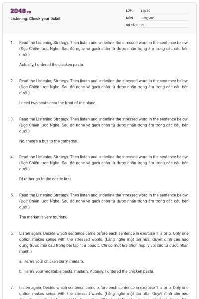 Listening: Check your ticket