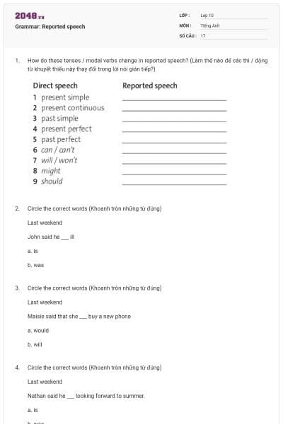 Grammar: Reported speech