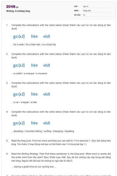 Writing: A holiday blog