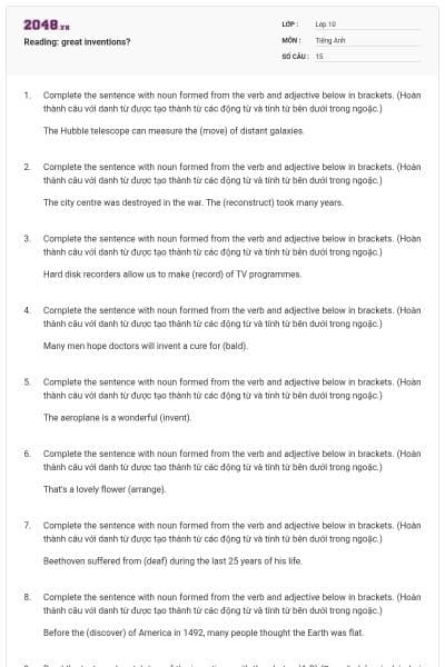 Reading: great inventions?