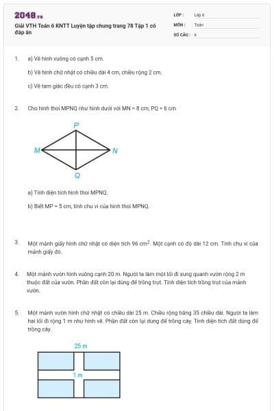 Giải VTH Toán 6 KNTT Luyện tập chung trang 78 Tập 1 có đáp án