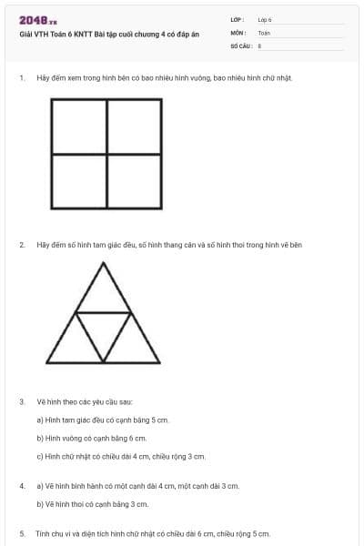 Giải VTH Toán 6 KNTT Bài tập cuối chương 4 có đáp án