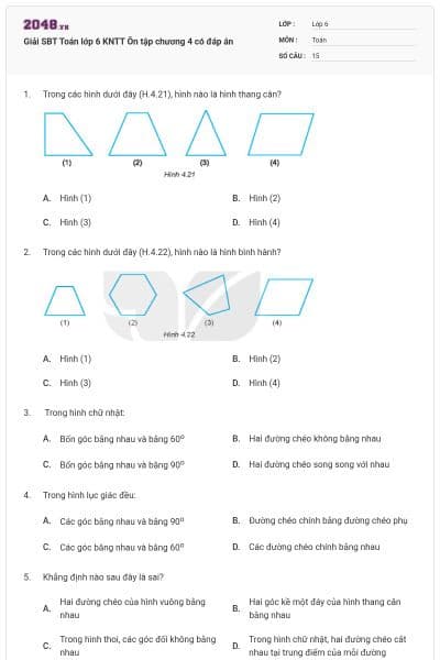 Giải SBT Toán lớp 6 KNTT Ôn tập chương 4 có đáp án
