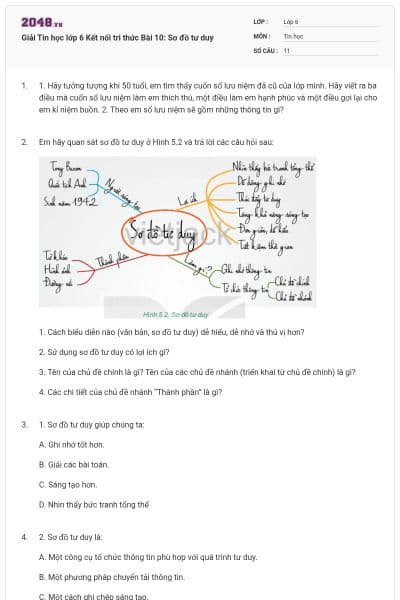 Giải Tin học lớp 6 Kết nối tri thức Bài 10: Sơ đồ tư duy