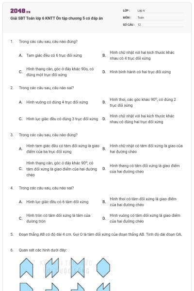 Giải SBT Toán lớp 6 KNTT Ôn tập chương 5 có đáp án