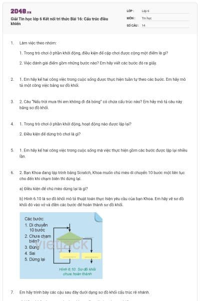 Giải Tin học lớp 6 Kết nối tri thức Bài 16: Cấu trúc điều khiển