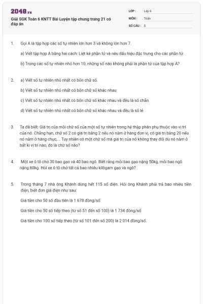 Giải SGK Toán 6 KNTT Bài Luyện tập chung trang 21 có đáp án