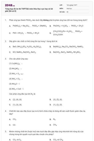 Tổng hợp đề ôn thi THPTQG môn Hóa Học cực hay có lời giải (Đề số 8)