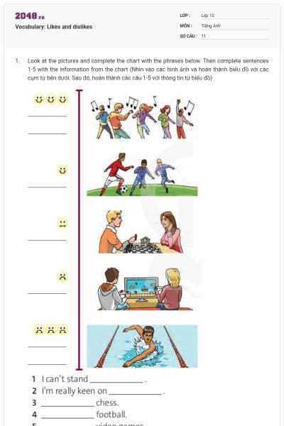 Vocabulary: Likes and dislikes