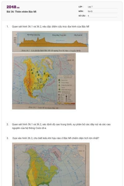 Bài 36: Thiên nhiên Bắc Mĩ