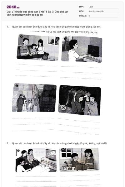 Giải VTH Giáo dục công dân 6 KNTT Bài 7: Ứng phó với tình huống nguy hiểm có đáp án