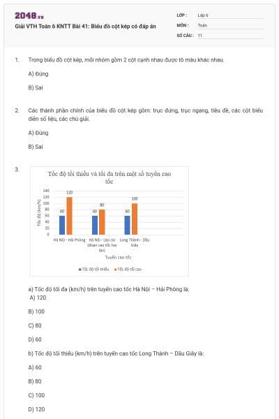 Giải VTH Toán 6 KNTT Bài 41: Biểu đồ cột kép có đáp án