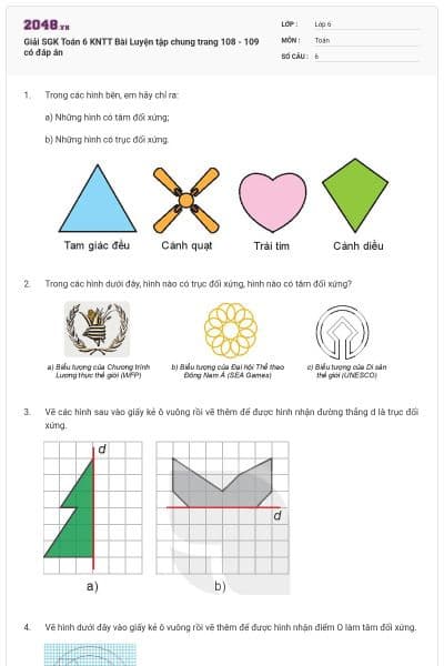 Giải SGK Toán 6 KNTT Bài Luyện tập chung trang 108 - 109 có đáp án