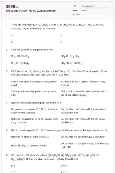 ĐẠI CƯƠNG VỀ HÓA HỮU CƠ VÀ HIĐROCACBON