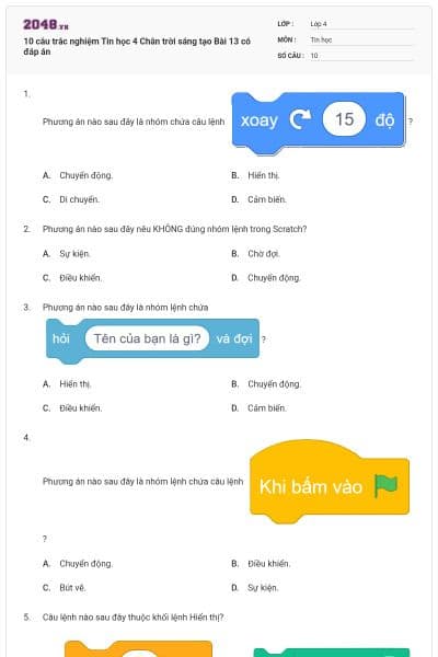 10 câu trắc nghiệm Tin học 4 Chân trời sáng tạo Bài 13 có đáp án