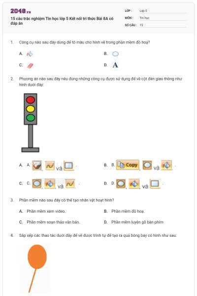 15 câu trắc nghiệm Tin học lớp 5 Kết nối tri thức Bài 8A có đáp án