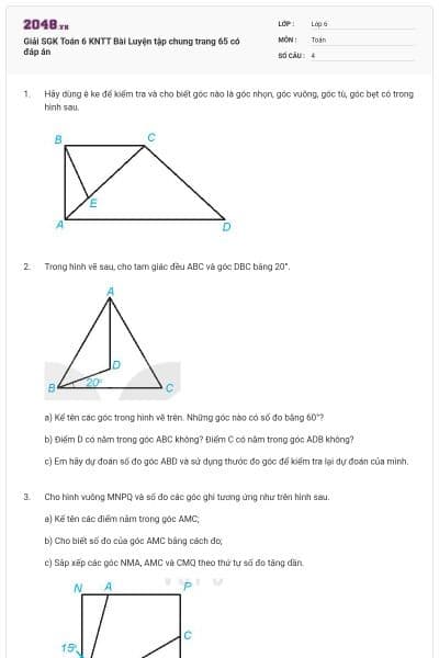 Giải SGK Toán 6 KNTT Bài Luyện tập chung trang 65 có đáp án