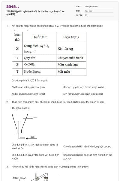 229 Bài tập thí nghiệm từ đề thi đại học cực hay có lời giải(P1)
