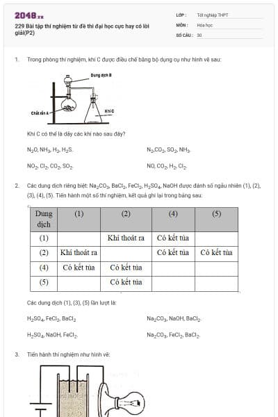 229 Bài tập thí nghiệm từ đề thi đại học cực hay có lời giải(P2)