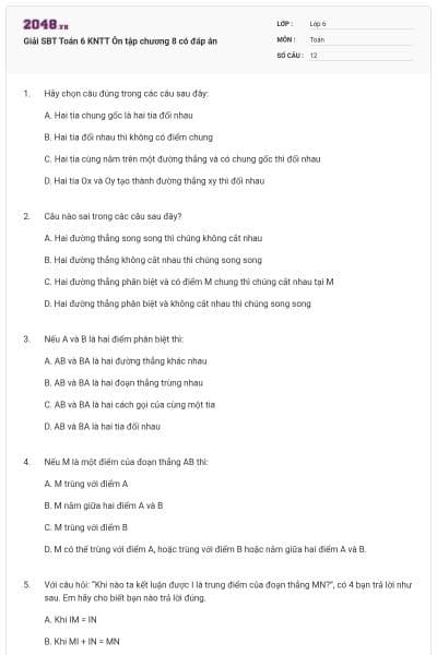 Giải SBT Toán 6 KNTT Ôn tập chương 8 có đáp án