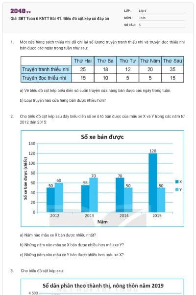 Giải SBT Toán 6 KNTT Bài 41. Biểu đồ cột kép có đáp án