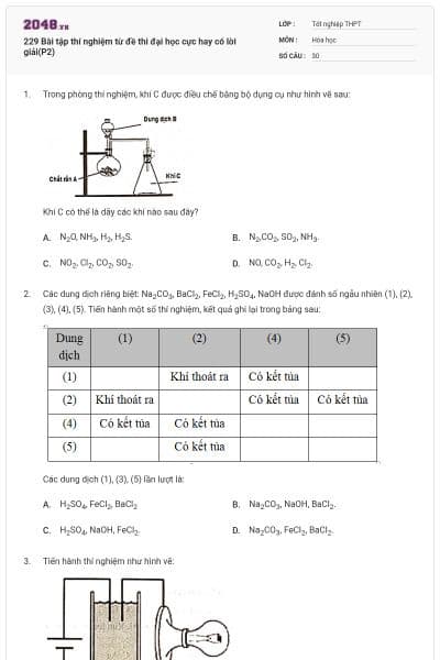 229 Bài tập thí nghiệm từ đề thi đại học cực hay có lời giải(P2)