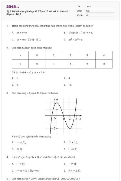 Bộ 2 Đề kiểm tra giữa học kì 2 Toán 10 Kết nối tri thức có đáp án - Đề 2